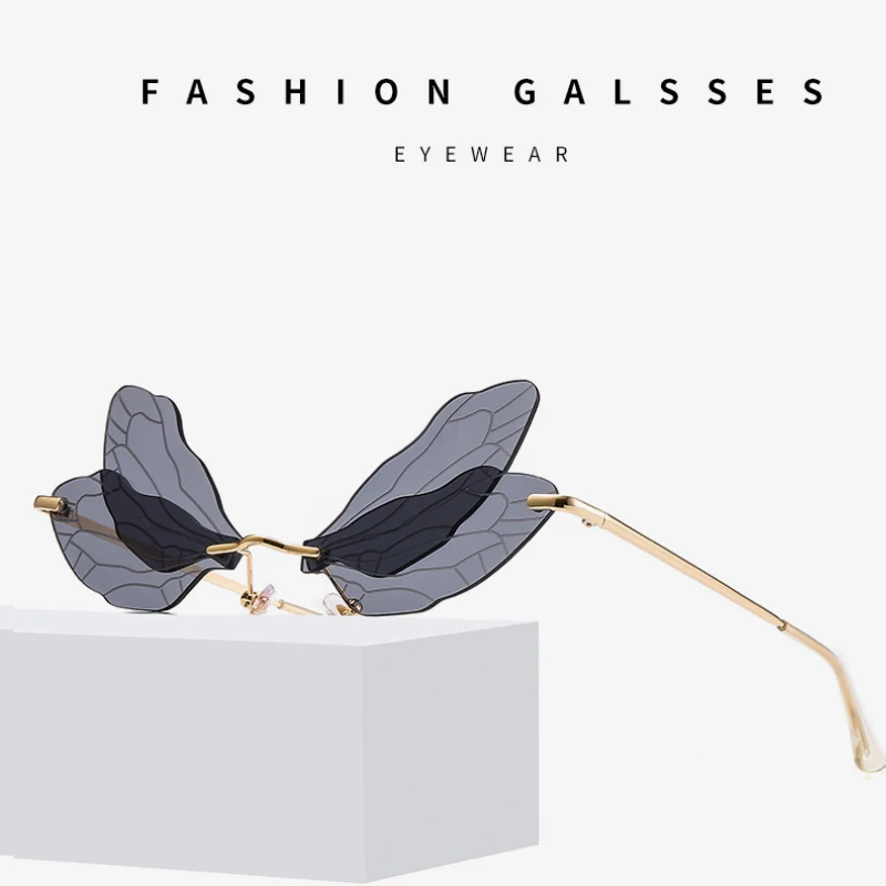 1/3KS Nové Módne Dragonfly Sunglasse Ženy, Mužov Značky bez obrúčok Dizajn Jasné Okuliare Luxusné Trendov Úzke Slnečné Okuliare