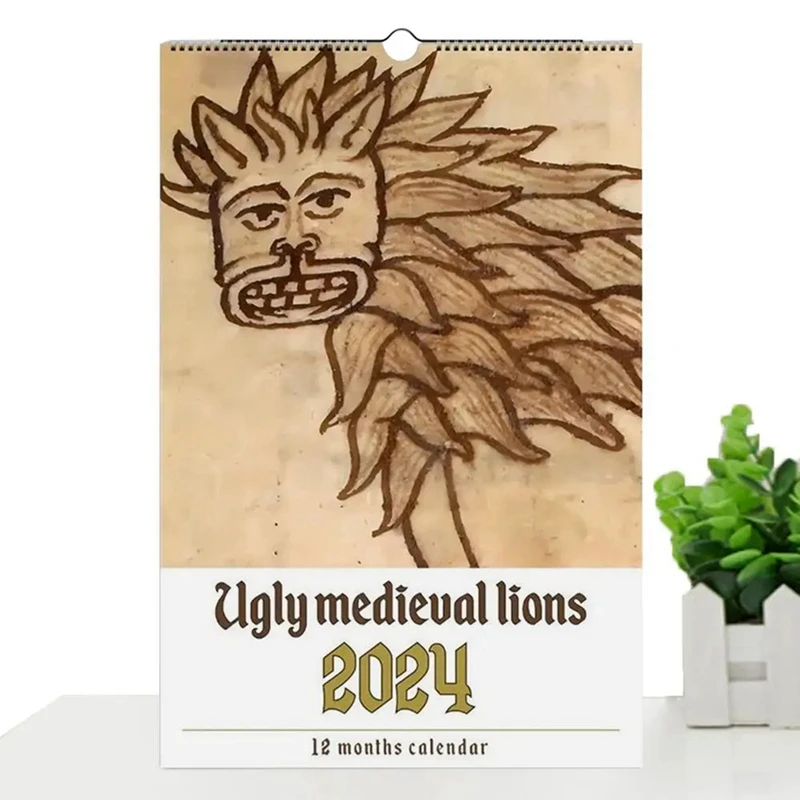 1 Kus 2024 Dekoratívne Vtipný Žart Darček Nástenný Kalendár S Lion Trvalé Denné Zvierat Kalendár, Ako Je Uvedené Zahustiť Pre Školy Lev