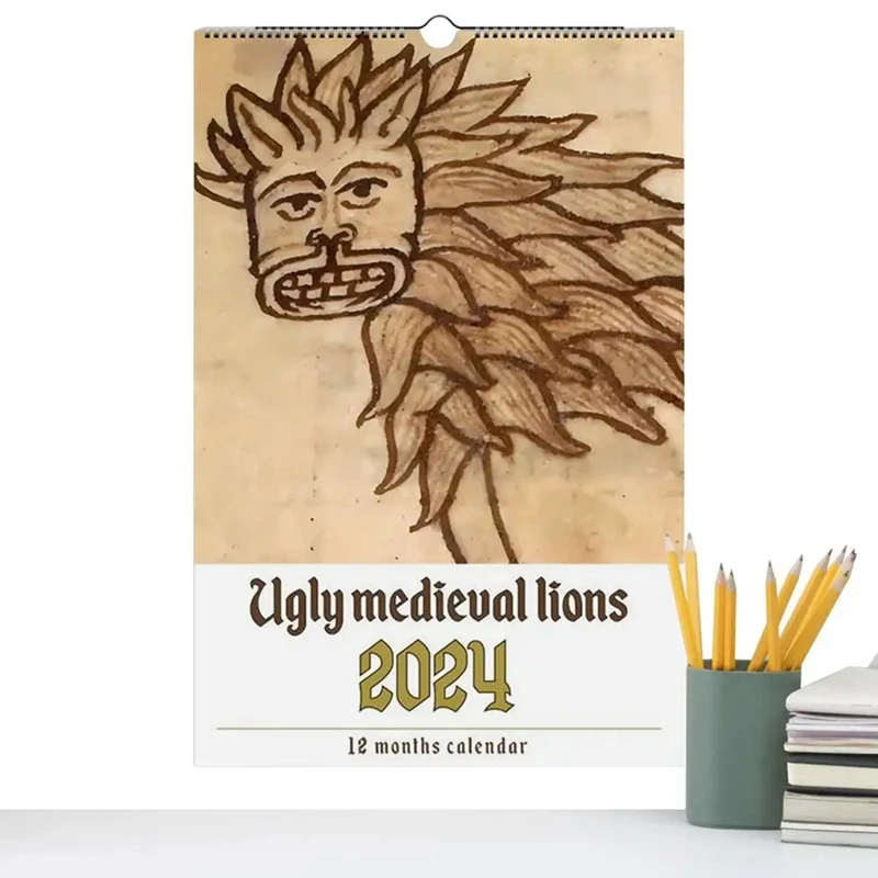 1 Kus 2024 Dekoratívne Vtipný Žart Darček Nástenný Kalendár S Lion Trvalé Denné Zvierat Kalendár, Ako Je Uvedené Zahustiť Pre Školy Lev