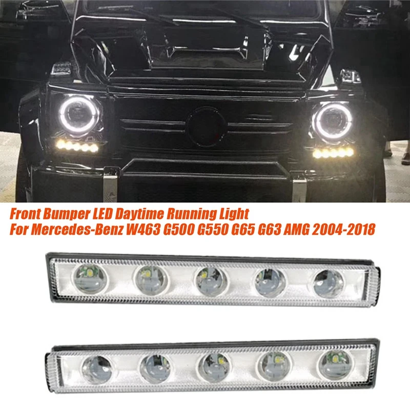 1 Pár Predný Nárazník DRL LED Denných prevádzkových Indikátor Svetla Lampy Plastov Pre Mercedes-Benz W463 G500 G550 G65 G63 AMG 2004-2018