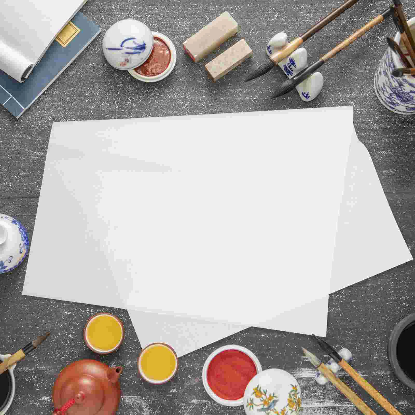 100 Listov Surovej Ryže Kartón Papiera DIY pre Maľovanie Štyri Nohy Japonskej Kaligrafie Precvičiť Písanie Xuan