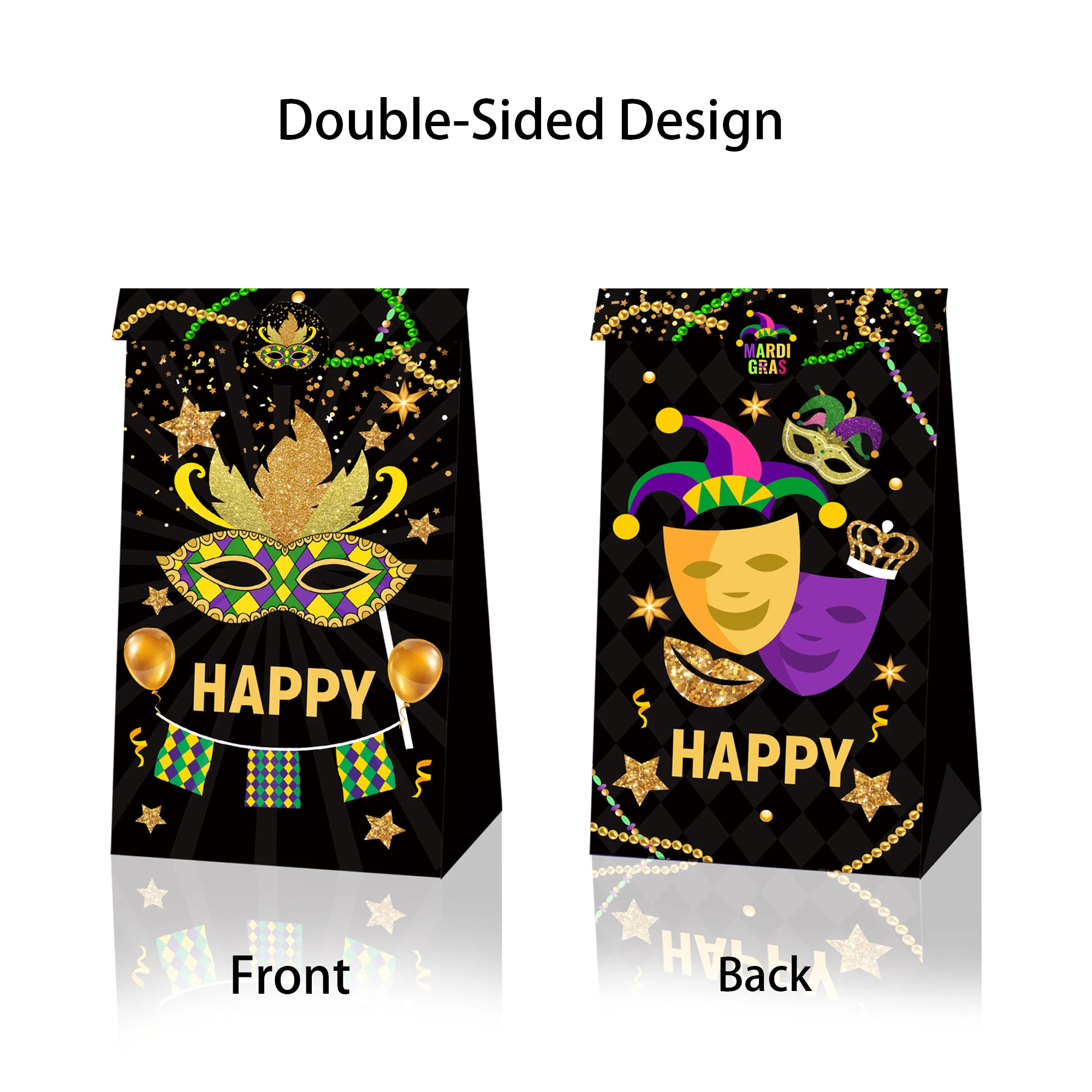 12 Ks Liečbu Tašky Carnaval Strany Dobroty Dezert Láskavosti Sedlovou Candy Bag s Samolepky pre Deti, aby Snack Cookie Popcorn, Sma