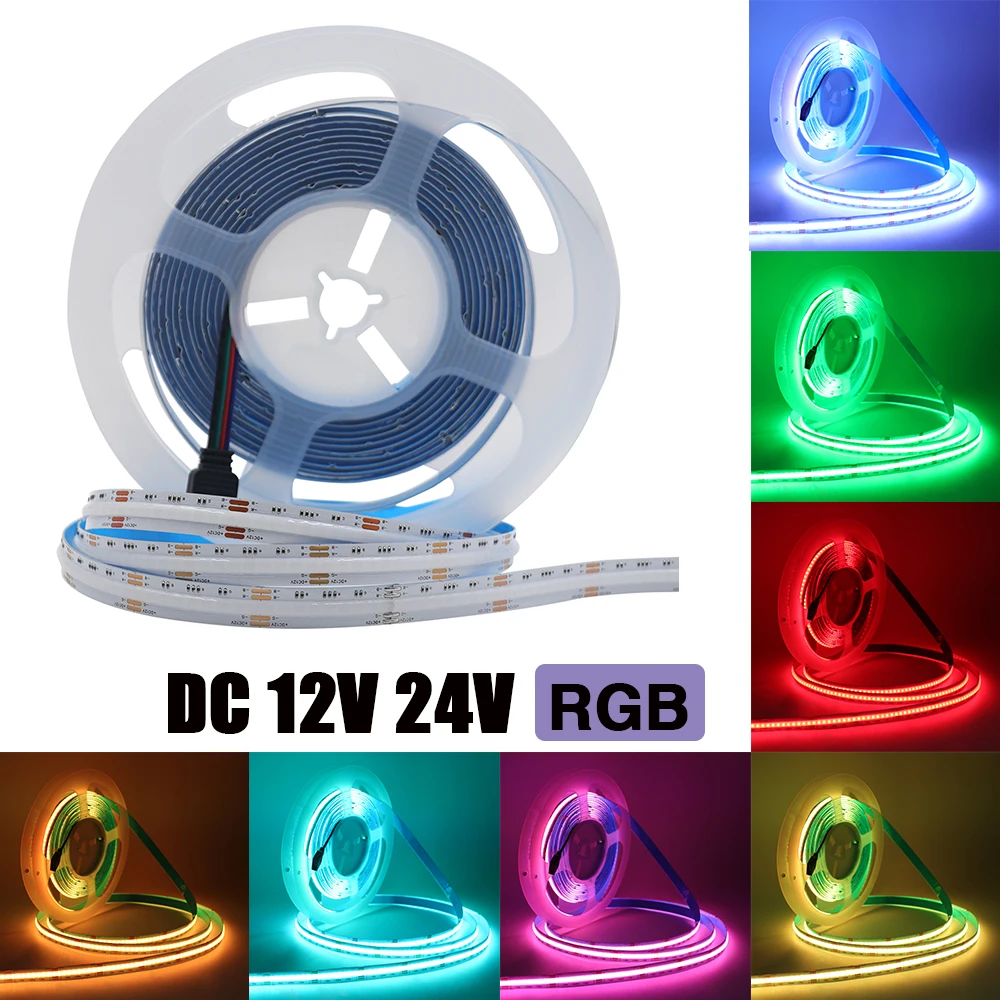 12V 24V RGB RGBW RGBWW RGBCCT COB LED Pásy 840 784LEDs/M Flexibilné Vysoké Svetlé Dotless Led Diódy Pásky Pružný pás s nástrojmi