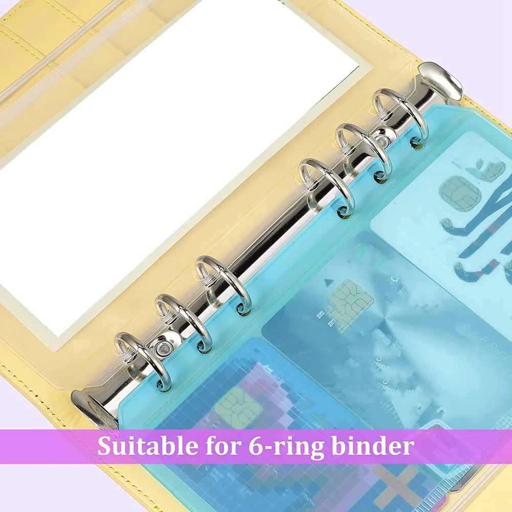 14 Kusov Binder Vrecká A6 Veľkosť 6 Otvorov Binder Zips Zložky Nepremokavé PVC Loose Leaf Tašky pre 6-krúžkových Notebook