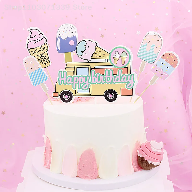 1Set DIY Ice Cream Plug-v Flag Narodeninovú Tortu Dezert Dekorácie Baby Sprcha Svadobné Festival Strana navrhne Cake Decoration