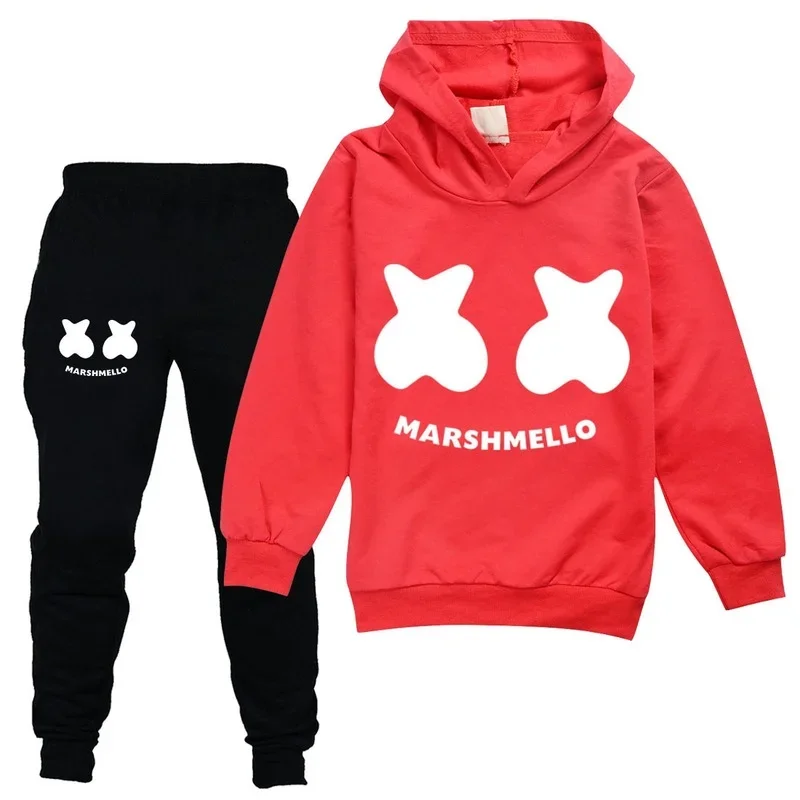 2-16Y DJ Marshmello Oblečenie Set sa Deti Oblečenie Batoľa Chlapci Oblečenie Sady Dospievajúcich Dievčat Mikiny Nohavice 2 ks Súpravy Šport Vyhovuje