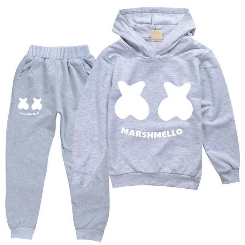 2-16Y DJ Marshmello Oblečenie Set sa Deti Oblečenie Batoľa Chlapci Oblečenie Sady Dospievajúcich Dievčat Mikiny Nohavice 2 ks Súpravy Šport Vyhovuje