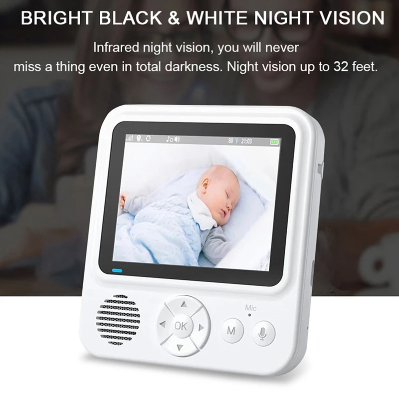 2.8 Palcový Wireles Baby Monitor S Kamerou Zvuk 2-Way Talk Video Babyphone IPS Displej Dieťa Videofonické Detská Opatrovateľka Jednoduché Použitie