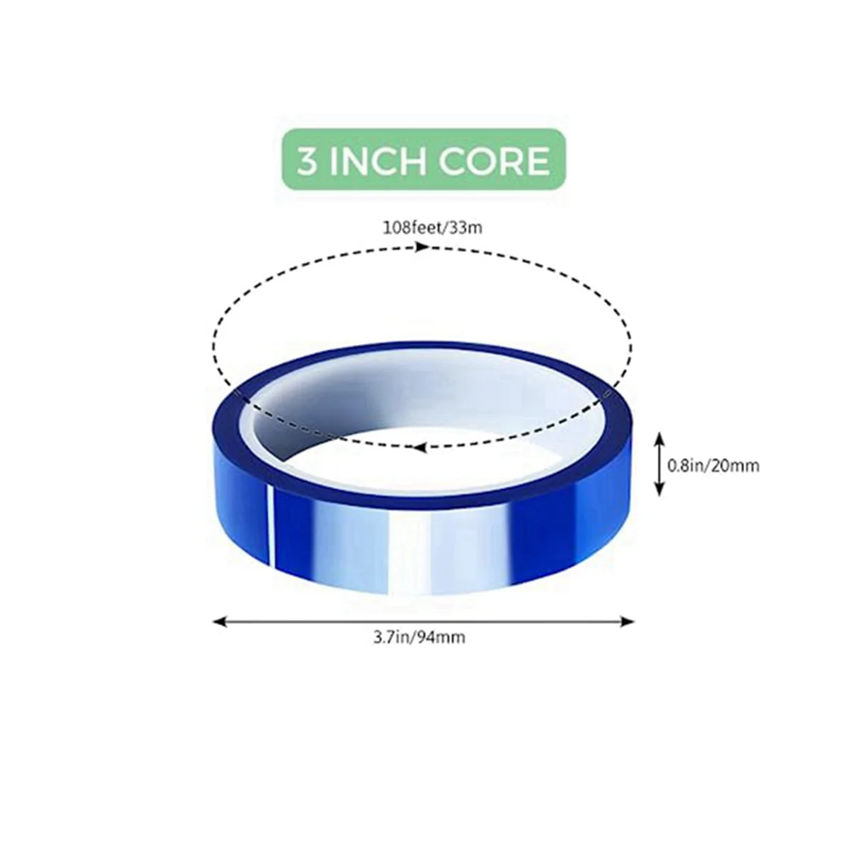 20 mm Tepelne Odolná Páska na Sublimačná , 33m (108 Ft) 3Inch Core Vysokých Temp, Silnú Priľnavosť, Modrá, 3 Pack