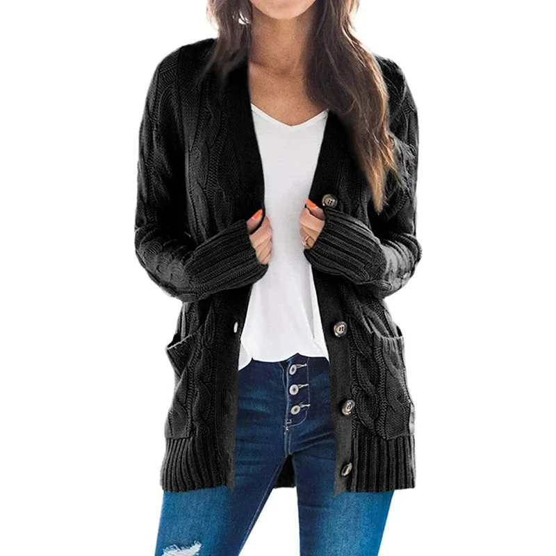 2021 Žena, Nové Zimné Móda Dlhý Rukáv Bežné Sveter Farbou Pletený Sveter Cardigan Zrastov Topy Ženy Kabát Plus Veľkosť XL