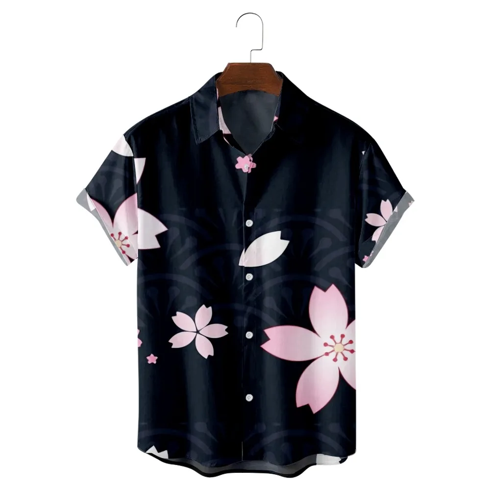 2022 Nový Príchod Čerešňové kvety Sakura Tlač 3D Digitálna Tlač Trend Voľné Krátke puzdre Tričko pánske Topy