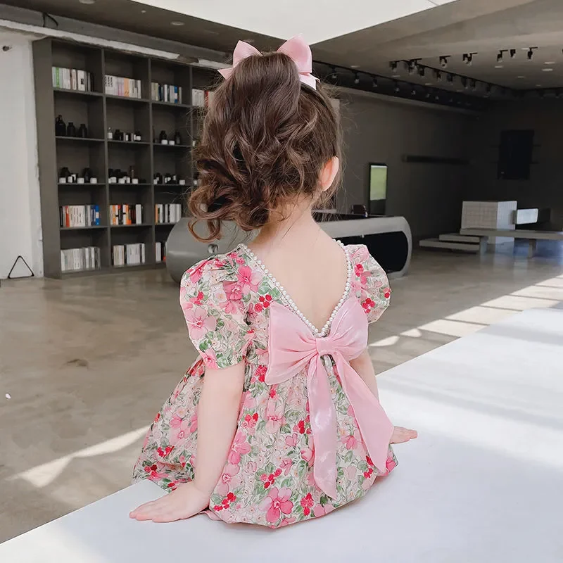 2023 Dievčatká Letné Kvetinové Šaty Veľký Luk Módne Deti Narodeniny Princezná Šaty Deti Kvetov Vestidos Oblečenie