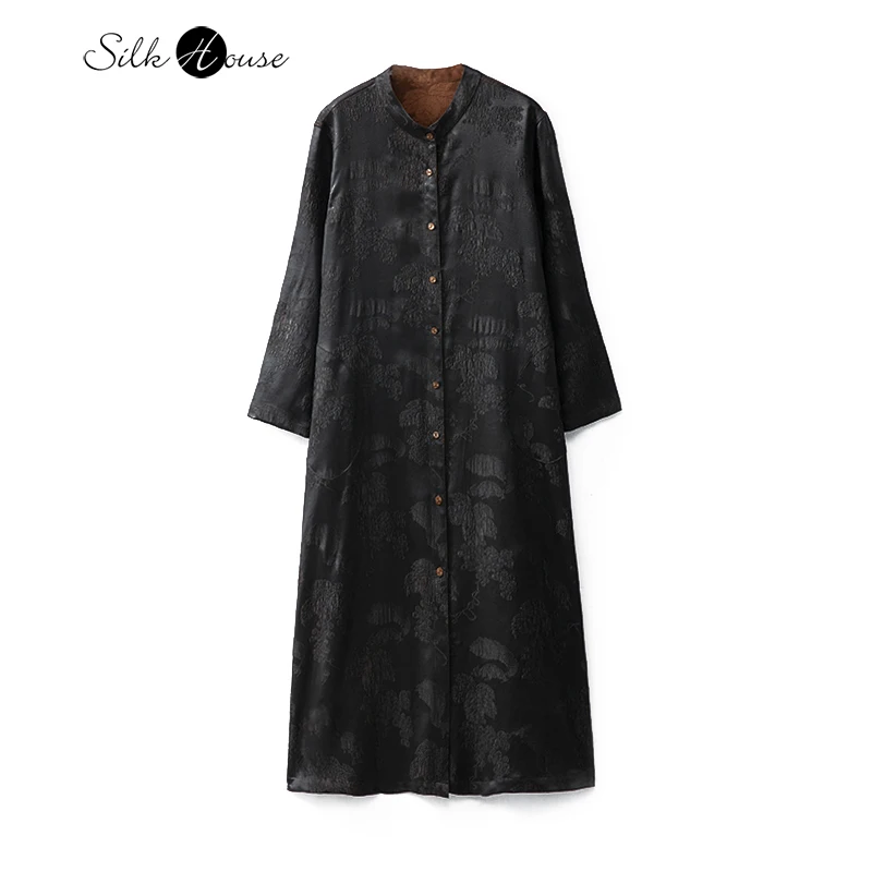 2023 dámskej Módy Jeseň/Zima Nové 50MM Xiangyun Shaguan Le Krepové Kabát Prírodné Moruša Hodváb Vlna Zmiešané Tričko Šaty