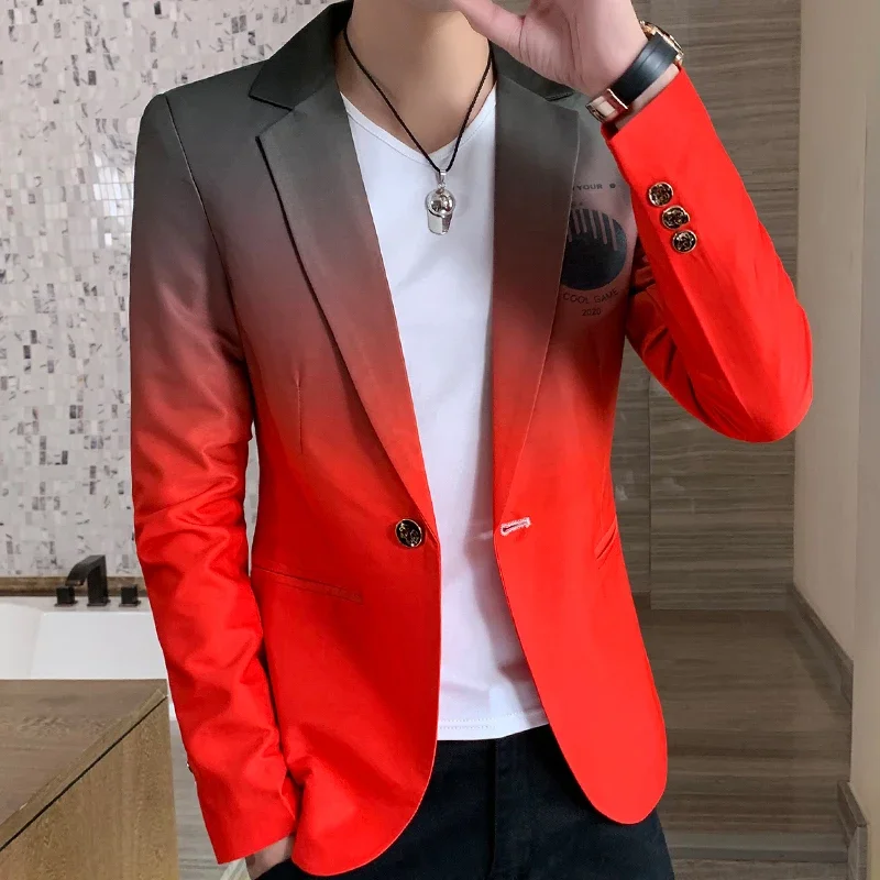2023 Jeseň Nový Prechod Farieb Farby Srsti Mužov Street Wear kórejská Verzia Slim Fit Bežné Vyhovovali Kabát Podnikania Spoločenský Oblek Kabát