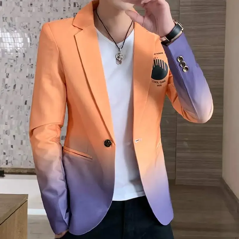 2023 Jeseň Nový Prechod Farieb Farby Srsti Mužov Street Wear kórejská Verzia Slim Fit Bežné Vyhovovali Kabát Podnikania Spoločenský Oblek Kabát
