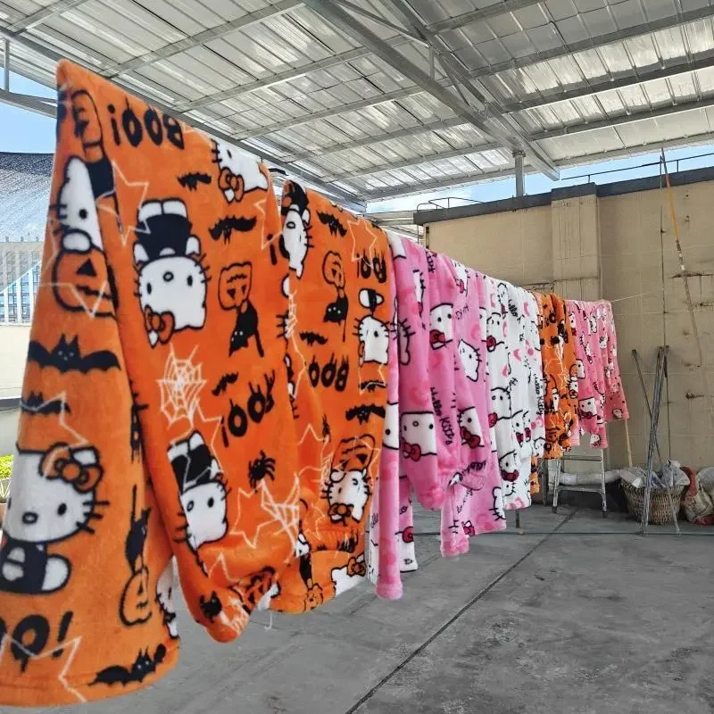 2023 Nové Sanrio Hello Kitty Pyžamo Halloween Flanelové Módne Trouserswomen Kawaii Anime, Komiksu Bežné Vlnené Domov Nohavice Jeseň