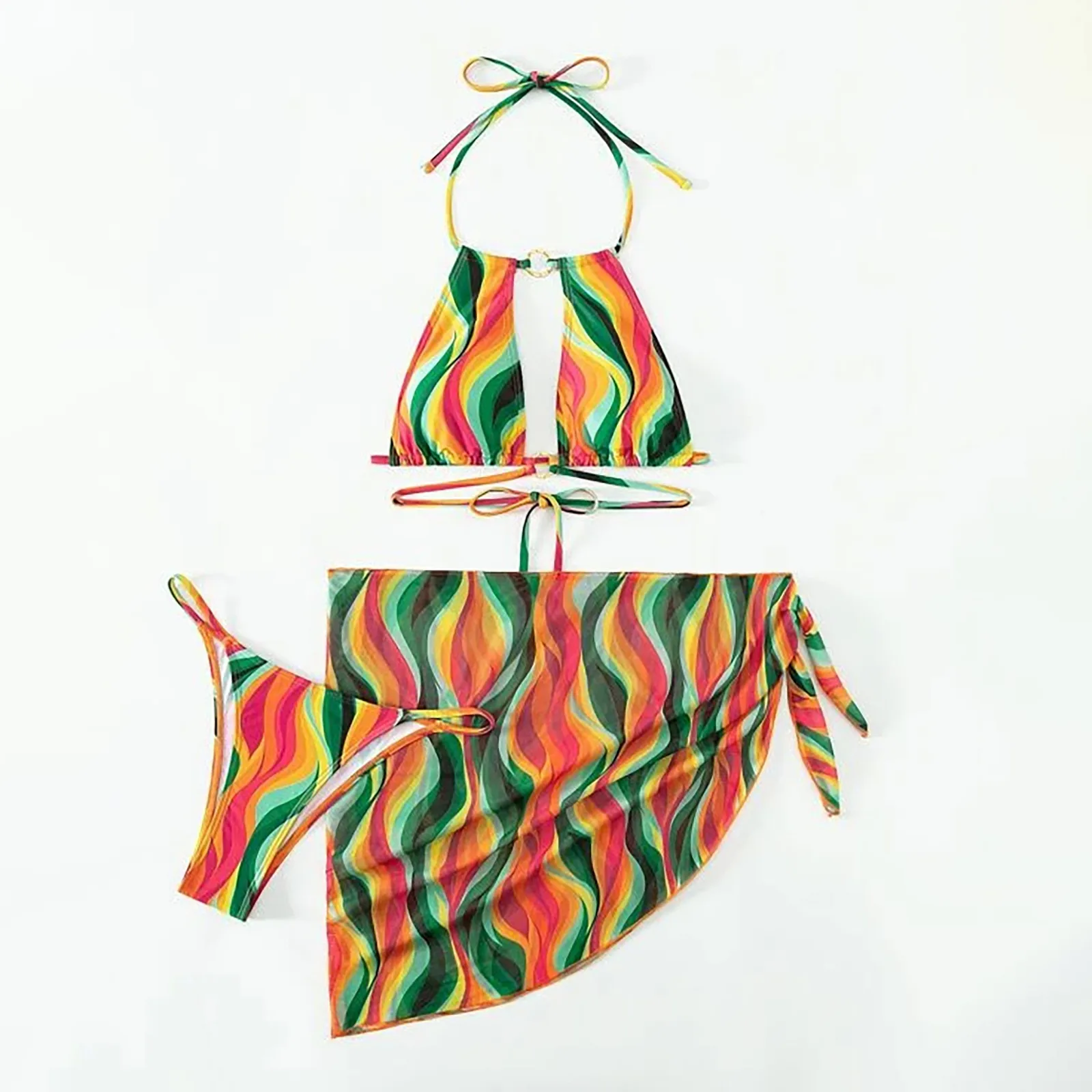 2023 Vytlačené Tri Kus Lady Bikini Divízie Systém S Plavky, Bikiny Plávať oblečenie pre Ženy High Cut Bikiny, Plavky