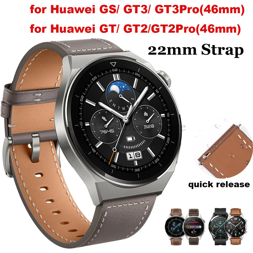 22 mm Popruh pre Huawei GT3 GT2Pro Kapela pravej Kože Watchband pre Huawei GS GT2 Náramok Sport Náramok Rýchle Uvoľnenie