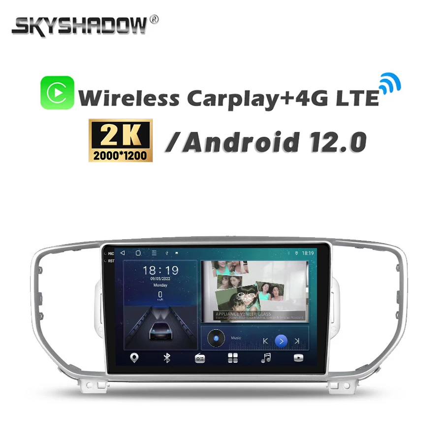 2K 2000*1200 Carplay Auto Android 13.0 8G+128G Auto DVD Prehrávač Mapy GPS, WIFI, Bluetooth, RDS Rádia Pre KIA Sportage 4 KX5 2016 -2019