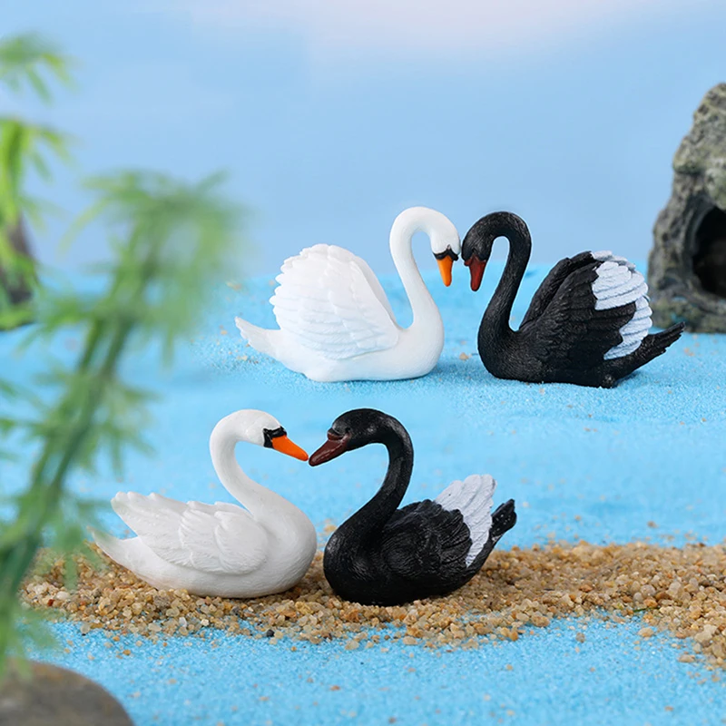2KS/Set Mini Swan Zvieracie Figúrky Bonsai Domov Rozprávková Záhrada Ornament Auto Dekorácií