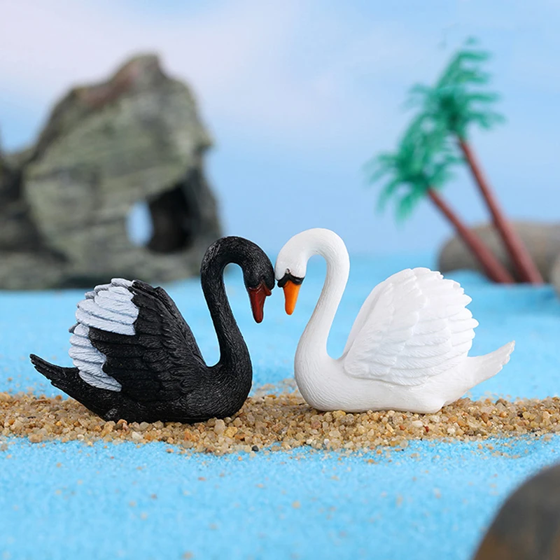 2KS/Set Mini Swan Zvieracie Figúrky Bonsai Domov Rozprávková Záhrada Ornament Auto Dekorácií