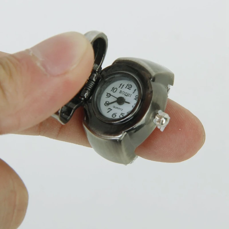 2X Bronz Flip-Up Lebky Kryt Prst Prsteň Sledovať Tvárny Watchband Pre Unisex--Batéria v cene, Ideálne Pre Lebky Milenca
