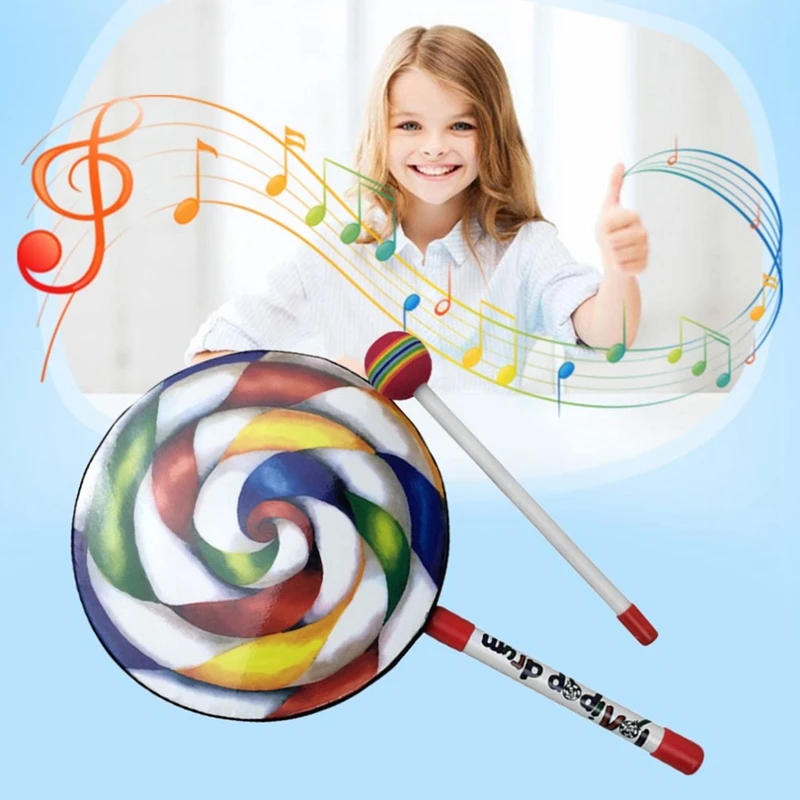 2X Lízanky Vzor Farebné Bubon, Perkusie Nástroj Pre Deti Mš Hudobnej Výchovy Vzdelávania v Ranom veku