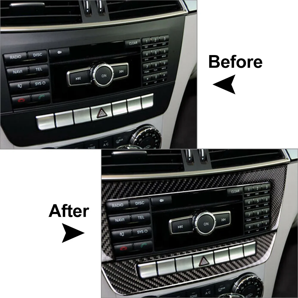 2x Uhlíkových Vlákien Auto Konzoly CD Panel Výbava Pre Mercedes-Benz C Trieda W204 2010 2011 2012 2013