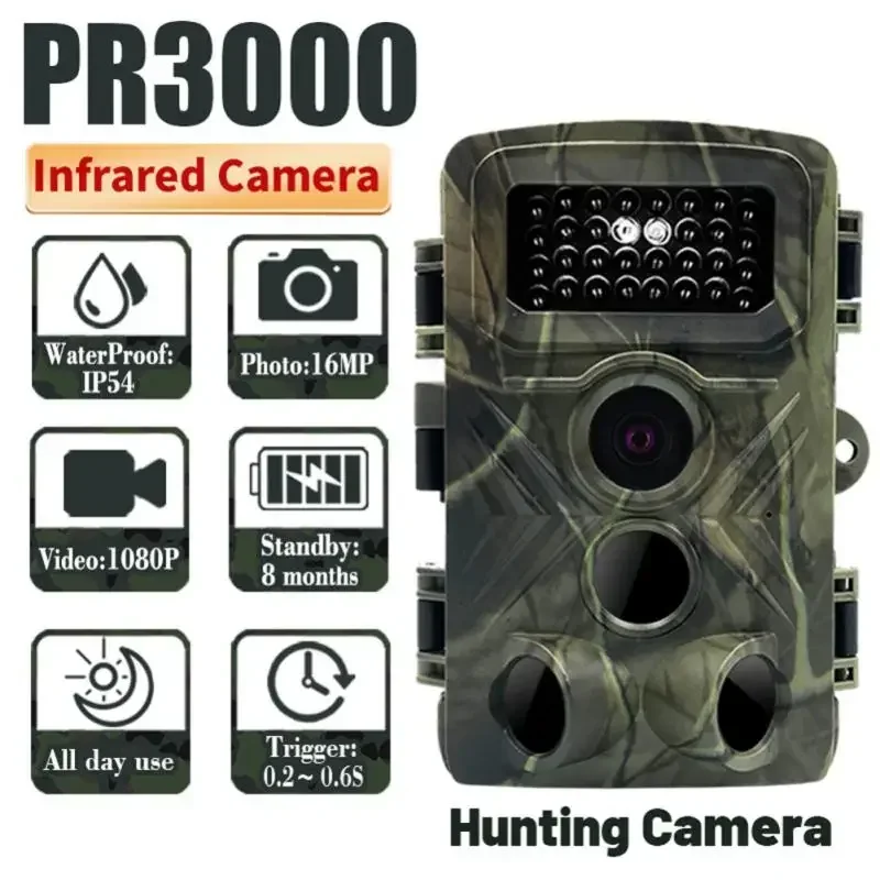 36MP 1080P HD Infračervené Kamery Vonkajšie Lov Surveillance Camera Tri Senzor Hlavy S Obrazovke PR3000 Voľne žijúcich živočíchov Fotoaparát