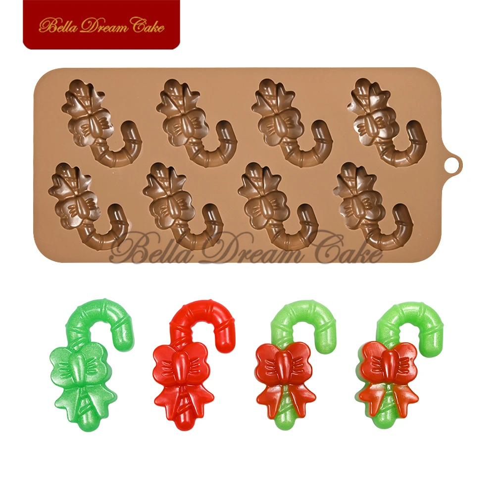 3D Vianočné Candy Cane Dizajn Čokoláda Silikónové Formy DIY Puding Mousse Plesne Fondant Cake Zdobenie Nástroje Kuchyňa Pečenie