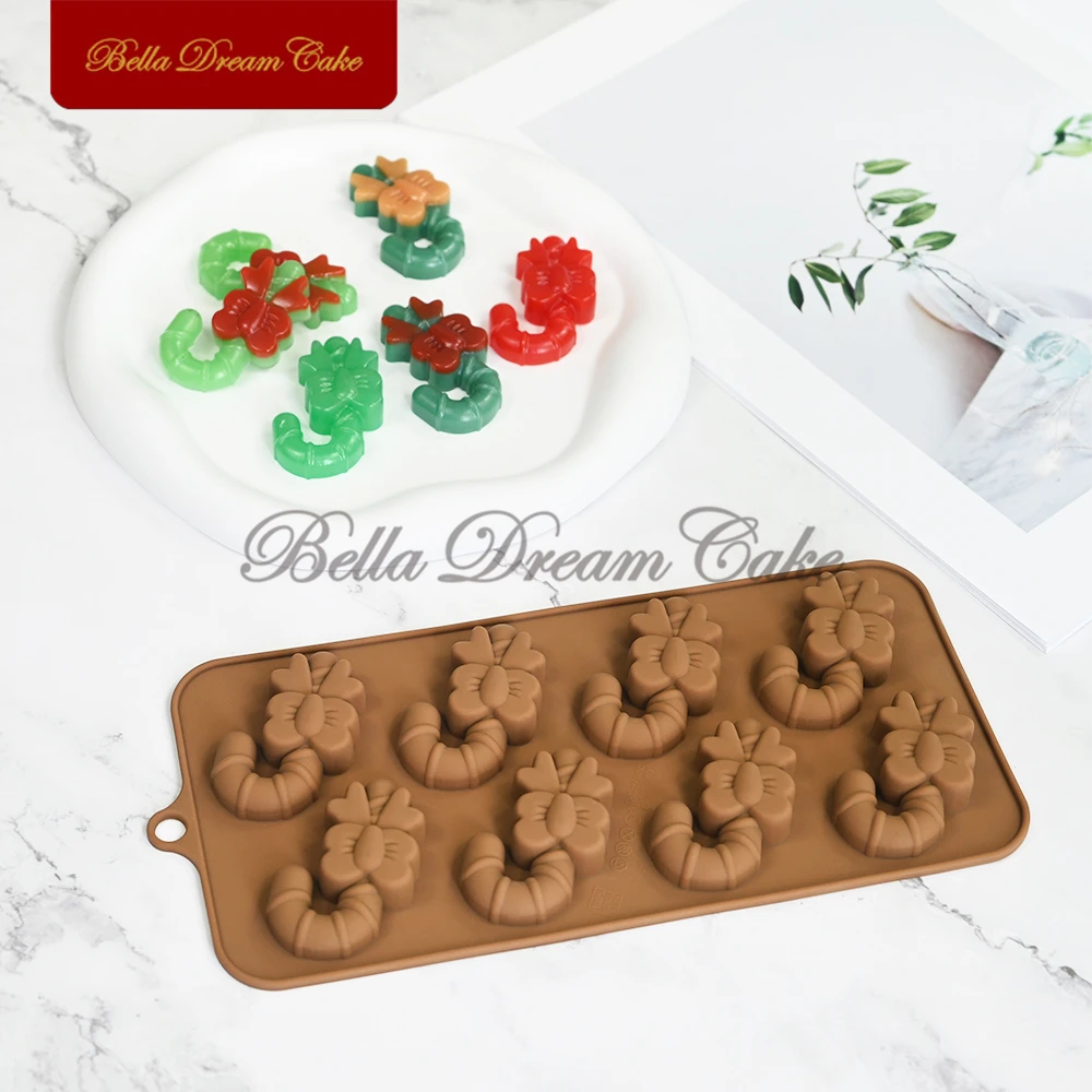 3D Vianočné Candy Cane Dizajn Čokoláda Silikónové Formy DIY Puding Mousse Plesne Fondant Cake Zdobenie Nástroje Kuchyňa Pečenie