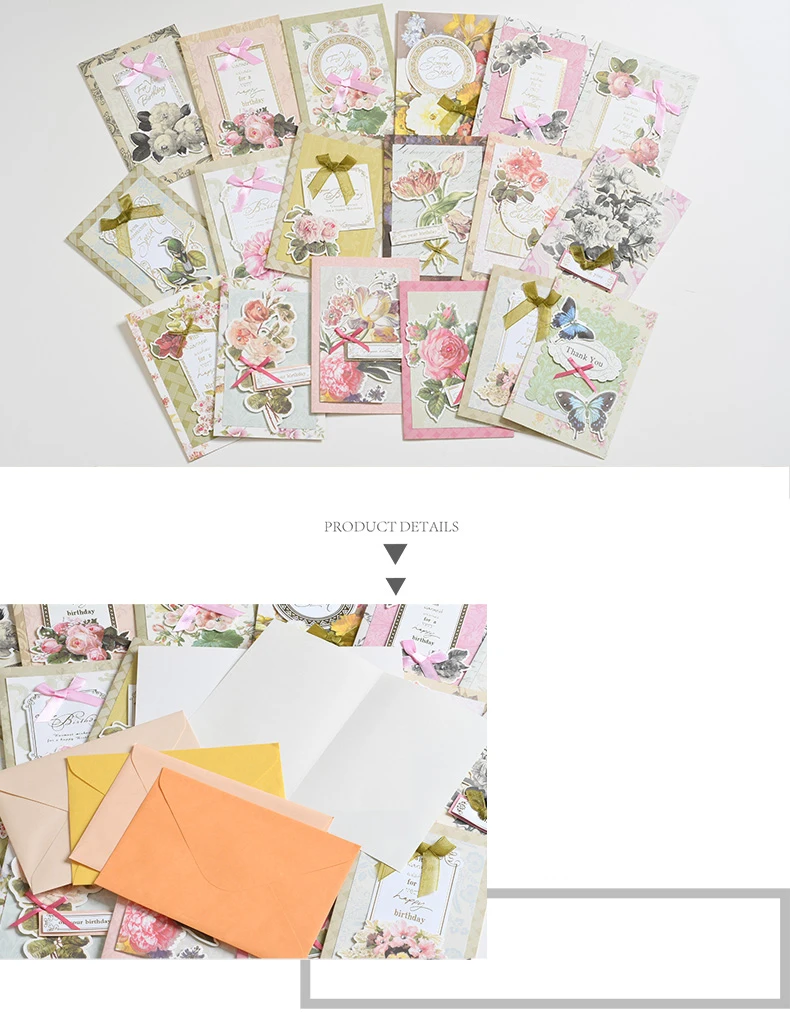 3ks papierové pásky 3d pohľadnice vinobranie ručne narodeniny karty darček kvet karty