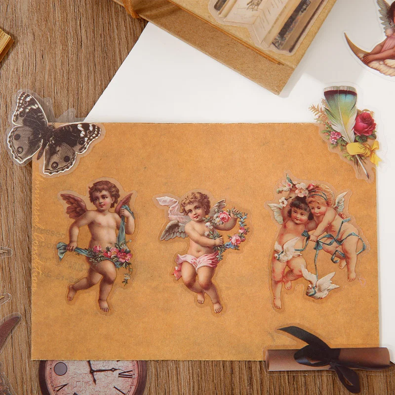 40 Ks PET nálepky balík Európskej vintage štýle art strane stanu dekoratívny materiál koláž scrapbooking 4 typy