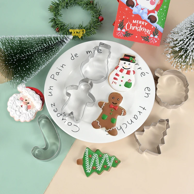 5 ks/set Vianočných Cookie Cutter Perník Xmas Tree Mold Vianoce Cake Dekorácie Nástroj 2024 Navidad DIY Pečenie Biscuit Plesne