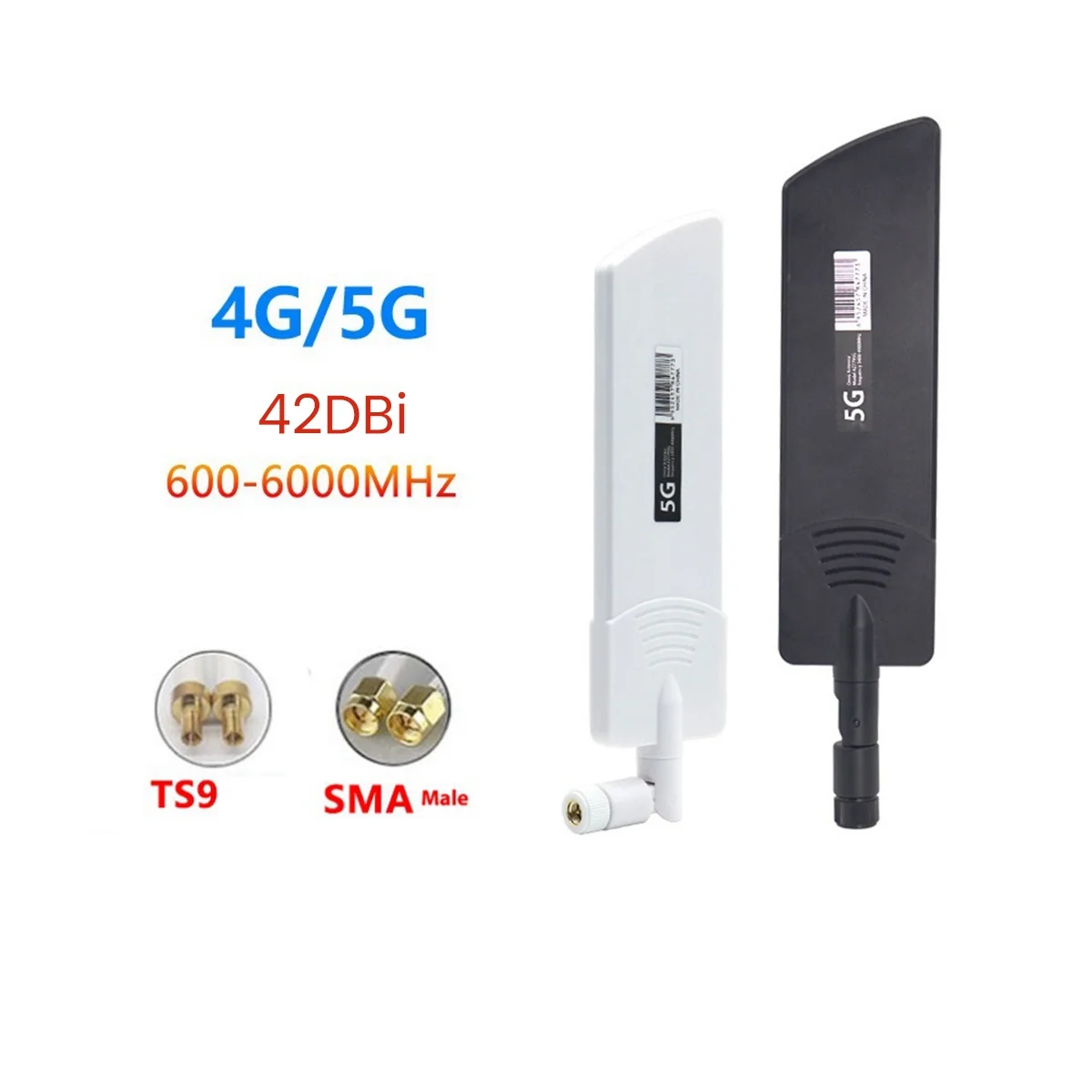 5G WiFi Dual Band Bulík Antény 42Dbi Signálu Zosilňovač, Booster pre CPE MC801 Sieťová Karta Router, Modem, Biela TS9