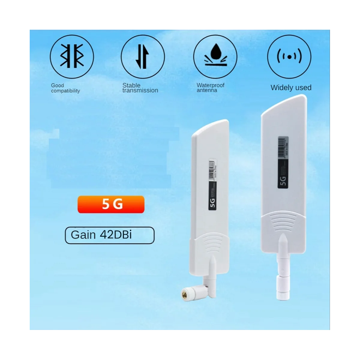 5G WiFi Dual Band Bulík Antény 42Dbi Signálu Zosilňovač, Booster pre CPE MC801 Sieťová Karta Router, Modem, Biela TS9