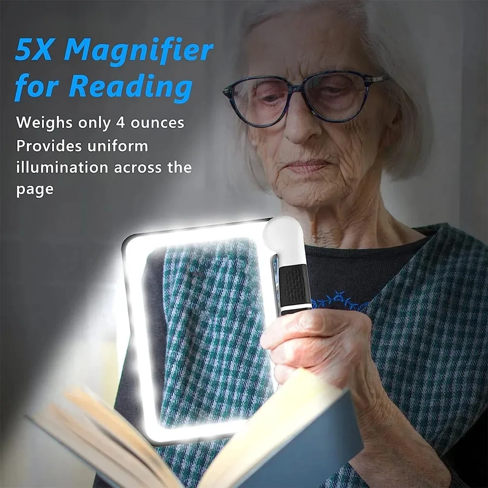 5X lupu Na Čítanie Veľké Skladacie Osvetlené zväčšovacie sklo S 48 LED Svetlá 3Modes Obdĺžnikový sa zabránilo pohybu jednotlivých častí Zväčšiť Objektív Darček