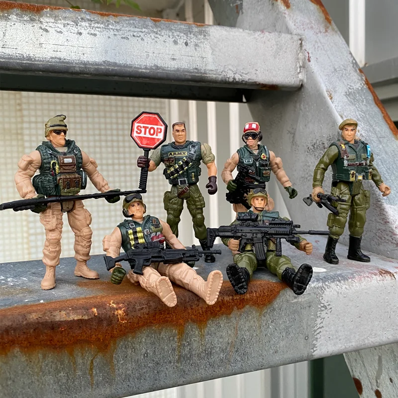 6Pcs Warrior Elite Force 1:18 Vojenské Vojak Akcie Obrázok Hračky Hnuteľného Armády Teroristické SWAT Tím Zbraň pre Deti Chlapec Darček