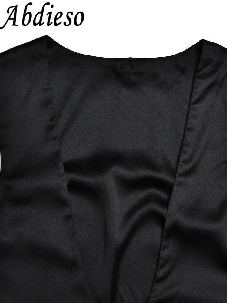 Abdieso Ružovú Sexy Backless bez Rukávov Party Šaty pre Ženy Black 2024 Letných Lúk Elegantný Mini Krátke Bodycon Šaty Vestidos