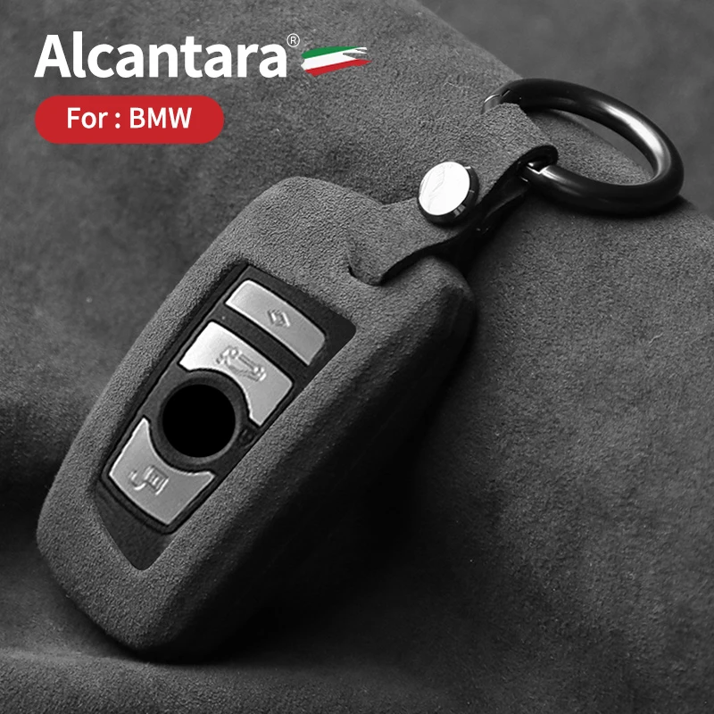 Alcantara Kľúča Vozidla puzdro Pre BMW X1 X3 X5 X6 1 2 3 5 7 Série F15 F16 F20 F22 F30 F32 G30 Keychain Príslušenstvo