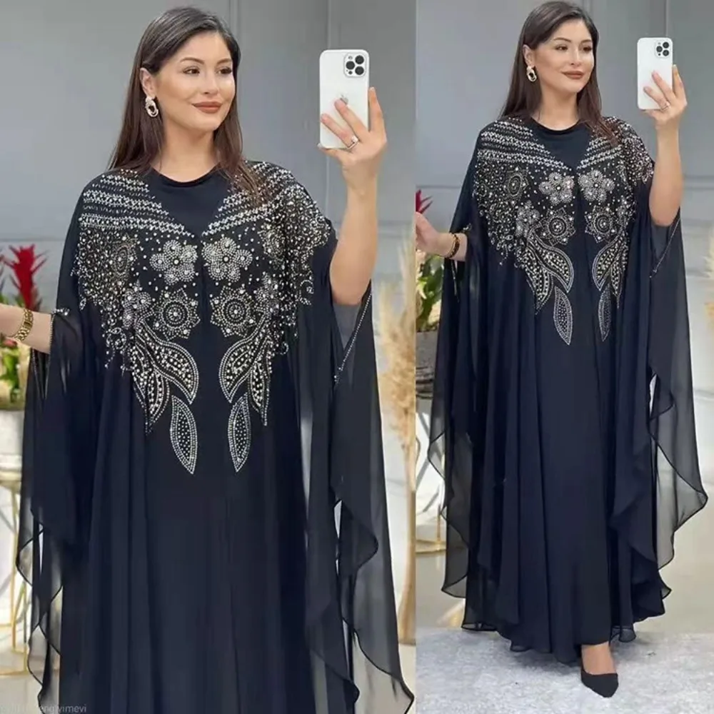 Arabské Dubaj Župan Moslimských Žien Večerné Šaty Kraftan Elegantné Luxusné Diamantové Party Šaty Abaya Šifón Kaftan Femme Musulman