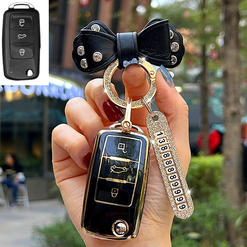 Auto Kľúč, Kryt Prípade Držiteľ Keychain pre Volkswagen Polo Golf Passat Chrobák Golf, Bora, Caddy Sagitar Tiguan B6 Eos Jetta pre Škoda