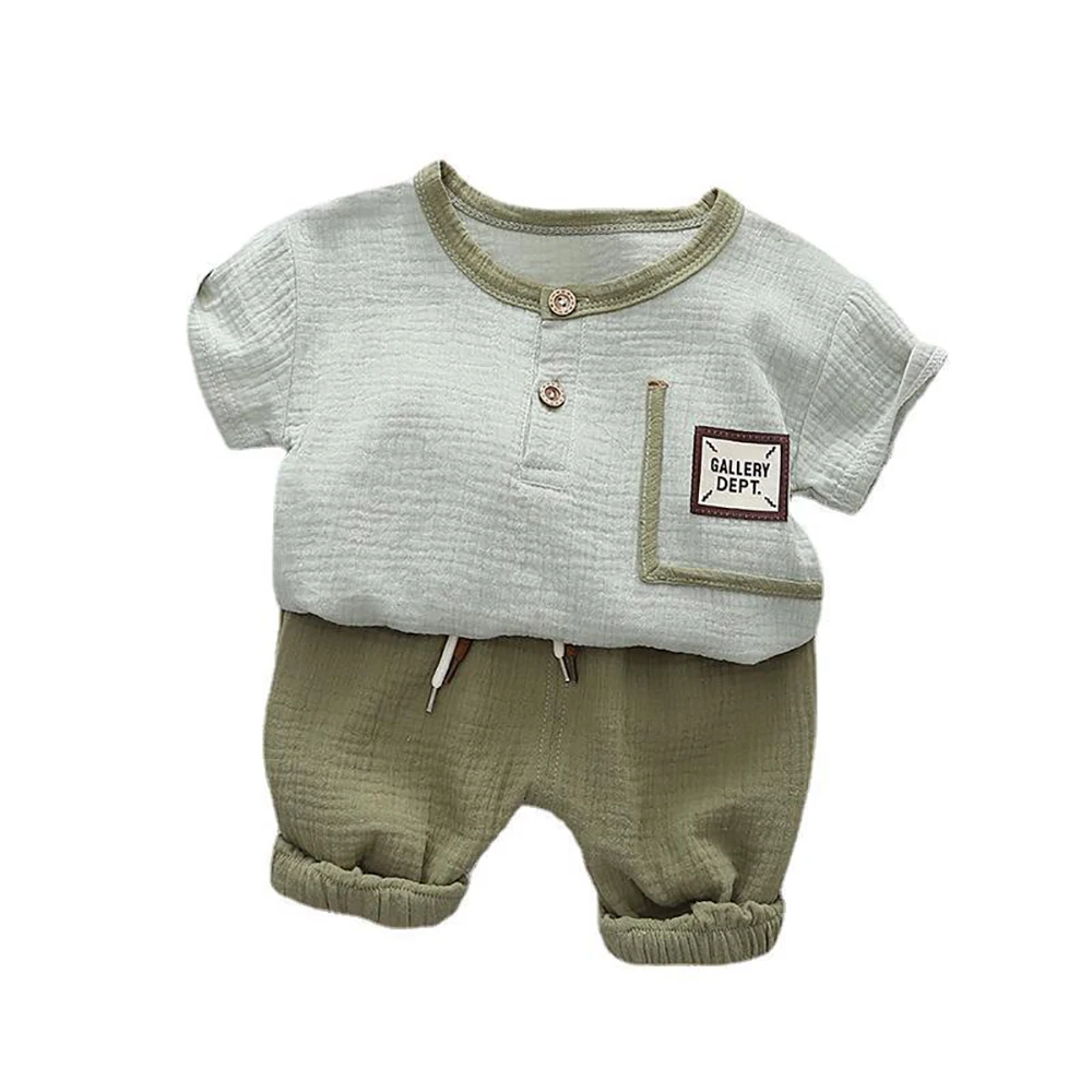 Baby Boy Clothings 2023 Nové Letné Oblečenie Set Detské Oblečenie Chlapci Deti Oblečenie Bavlnené a Ľanové Skupín 0-5 Rokov Dva Kusy