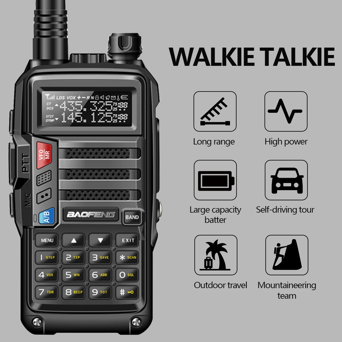 BAOFENG UV-5R Plus 15W Walkie talkie USB Nabíjačka 16 KM Dlhý Rozsah Vysielača VHF UHF Ham Rádio UV 5R obojsmerné Rádiové pre lov