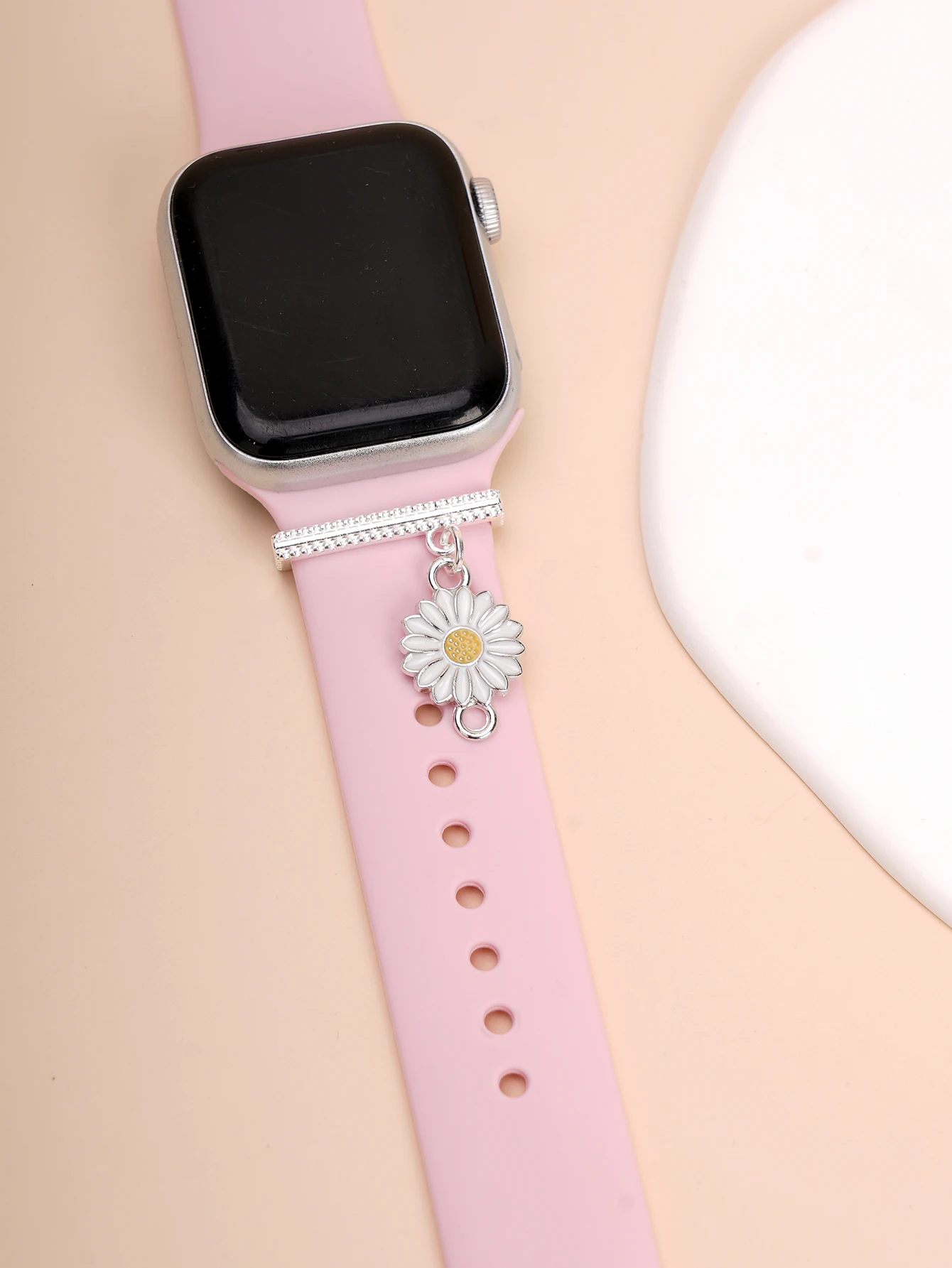 Biele Malé Daisy Kúzlo Hodinky s Dekoratívne Krúžok pre Smart Apple/Xiao Silikónové Hodinky Remienok Príslušenstvo Šperky