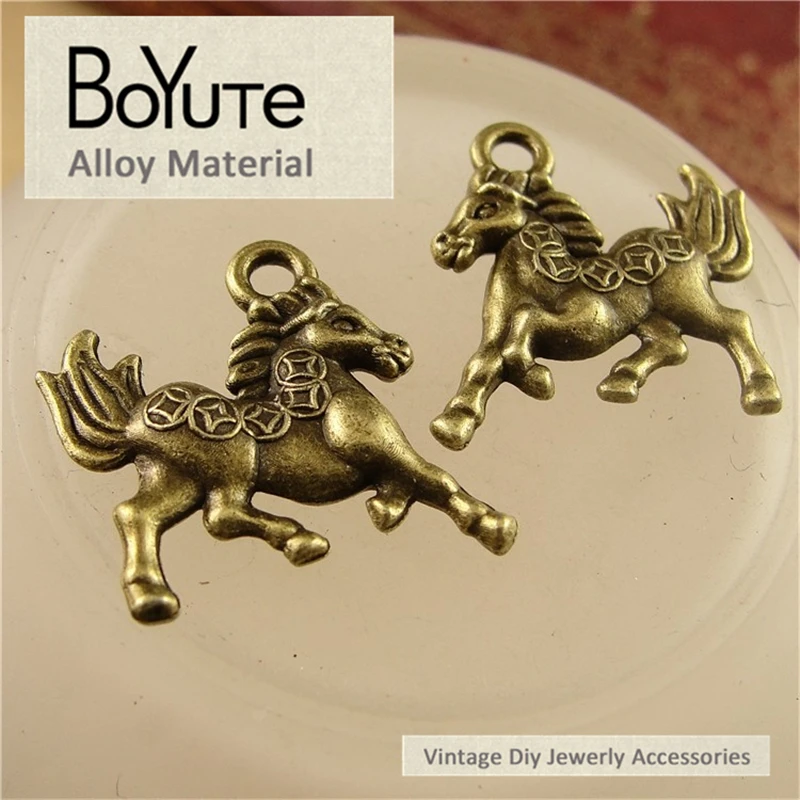 BoYuTe (100 Ks/Lot) 17*18 MM Antické Bronzové Pozlátené Kovové Kôň, Žrebec Charms Prívesky pre Šperky, Takže Hobby Ručné Remeslo