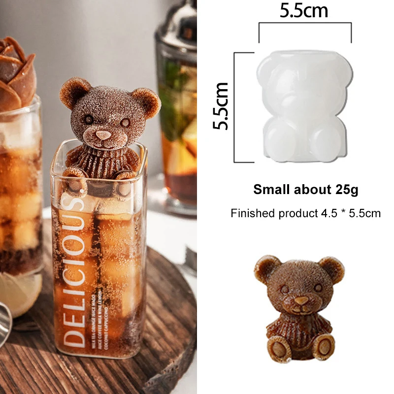 Cartoon Bear 3D Silikónové Ľad, Zásobník Formy Rýchly-mrazené Jednoduché Demoulding Mlieko, Čaj, Káva Ľadové Kocky Maker Kreatívne HOBBY Ice Formy Nástroje