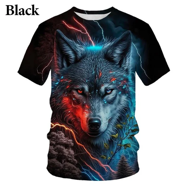 Cool Mužov a Žien 3D Tlač Vlk T-shirt Zvierat-Krátke rukávy T-shirt Harajuku Bežné T-shirt