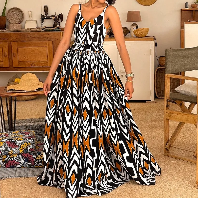 Dashiki Afriky Šaty pre Ženy 2023 Jeseň Sexy tvaru bez Rukávov Polyester Tlač Dlhé Šaty Afriky Oblečenie Ankara Šaty