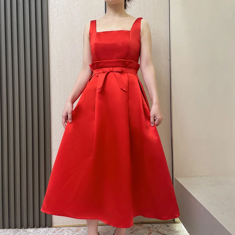 Deli Reba Rovnaký Štýl Šaty Žien Eleganciu Vysoký Stupeň 2023 Lete Celebrity Červené Sukne Slim Šaty